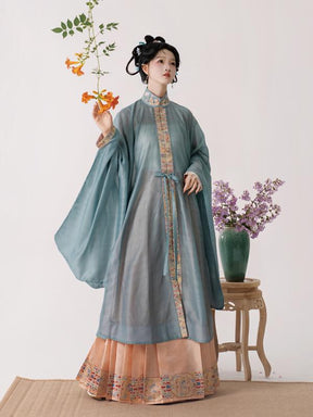 blue hanfu dress ming dynasty girls clothes-Jianxi Hanfu