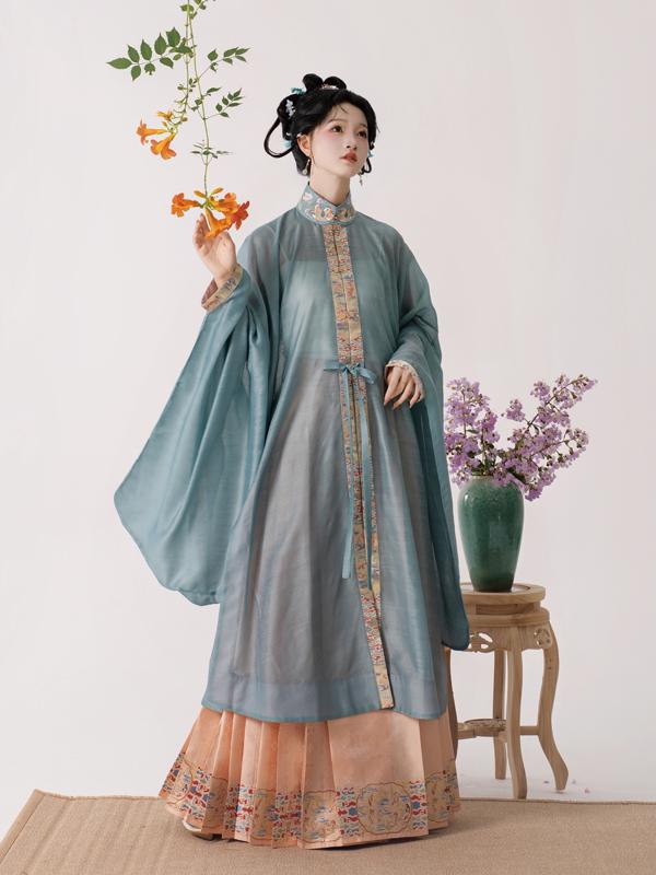 blue hanfu dress ming dynasty girls clothes-Jianxi Hanfu