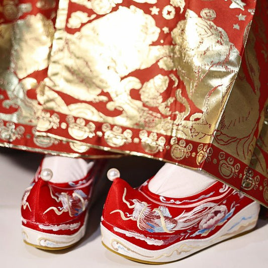 red wedding shoes chinese hanfu shoes-Jianxi Hanfu