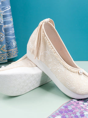 beige hanfu shoes ancient chinese shoes-Jianxi Hanfu