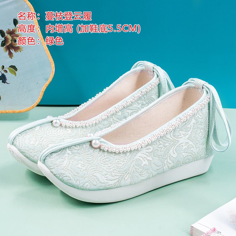 womens green shoes chinese ancient shoes- Jianxi Hanfu