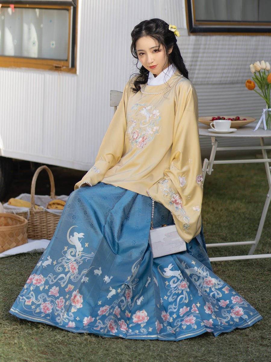 pink hanfu dress mamian skirt women's clothes-Jianxi Hanfu