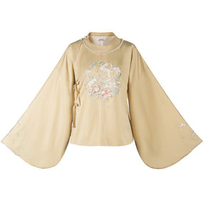 yellow hanfu dress mamian skirt round collar shirt-Jianxi Hanfu