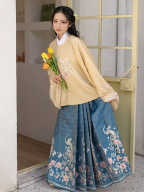 yellow hanfu dress mamian skirt women's clothes-Jianxi Hanfu