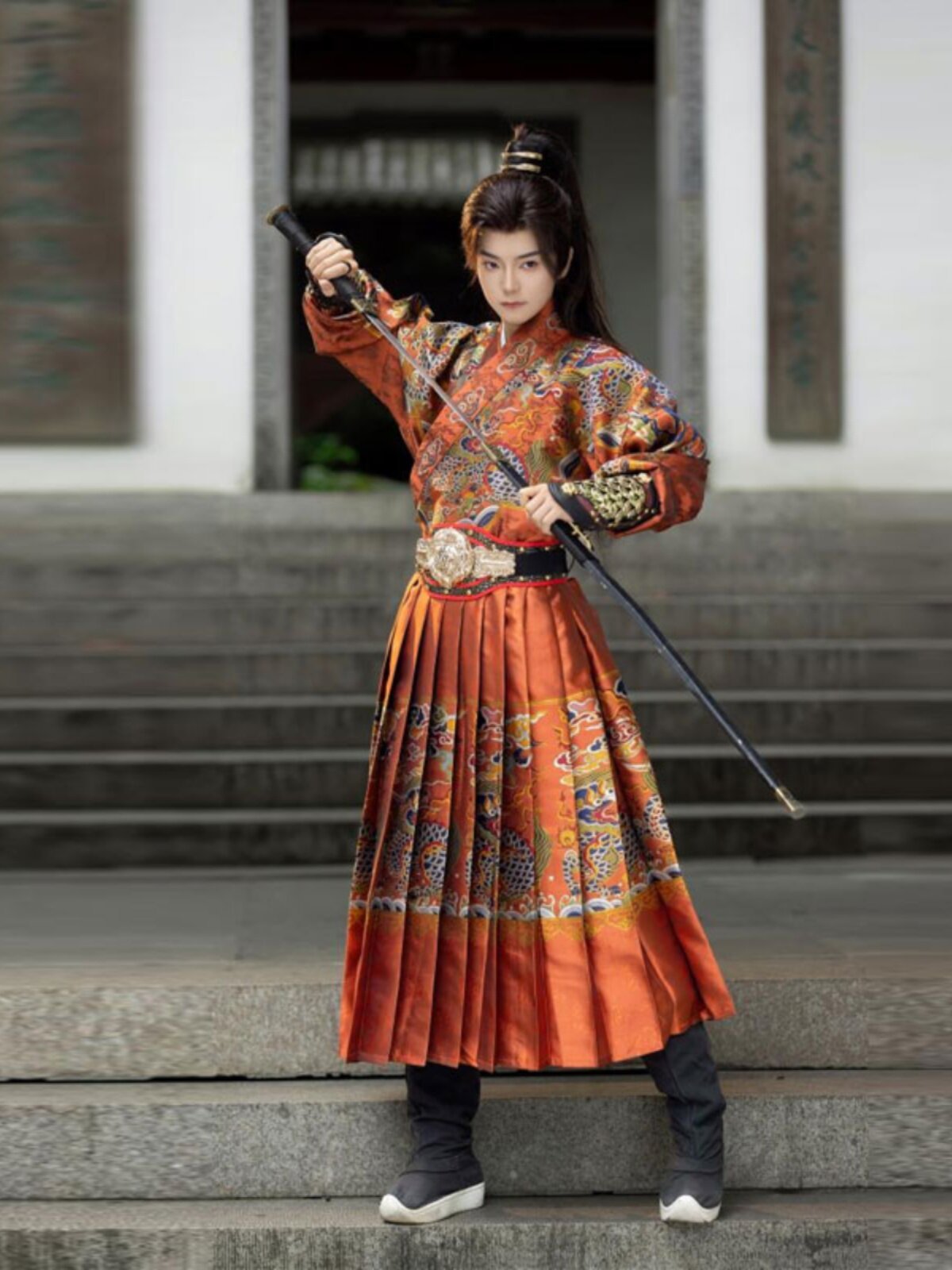 chinese ming dynasty Imperial guards clothes men's red feiyufu - Jianxi Hanfu