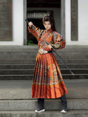 chinese ming dynasty Imperial guards clothes men's red feiyufu - Jianxi Hanfu
