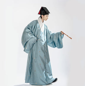 ming dynasty Scholarly Literati Men's light blue Hanfu robe - Jianxi Hanfu