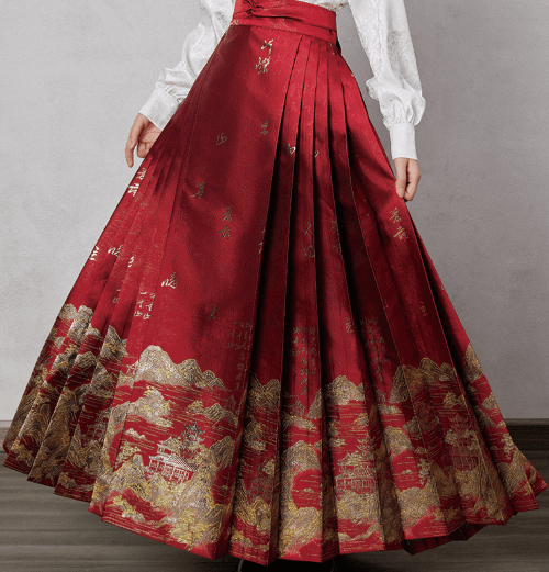 red wedding dress mamianqun skirt - Jianxi Hanfu