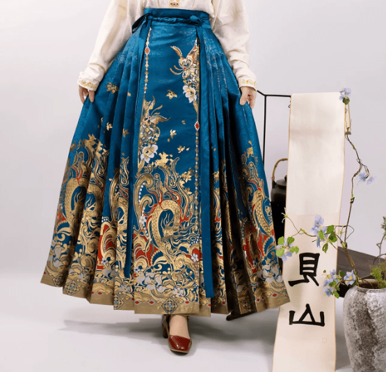 women's hanfu blue mamian skirt - Jianxi hanfu