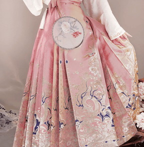ming dynasty women's mamian skirt pink dress - Jianxi Hanfu