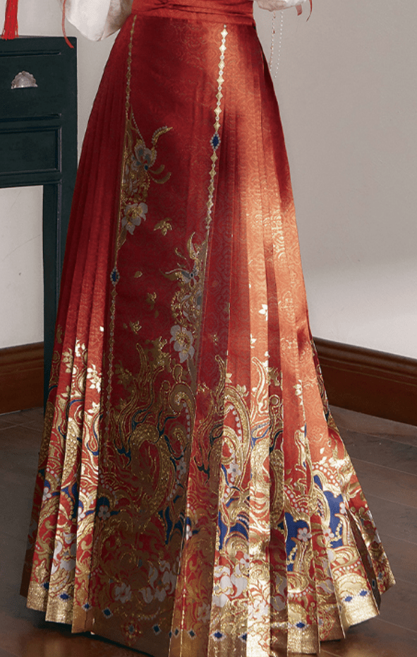 ming dynasty red mamainqun skirt wedding dress - Jianxi Hanfu