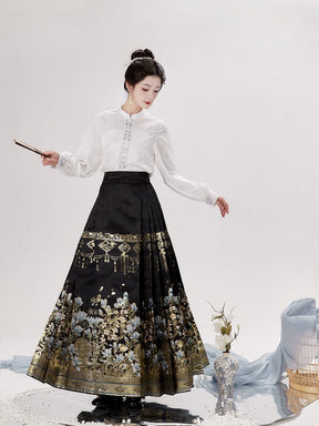 ming dynasty women's hanfu black mamianqun - Jianxi Hanfu