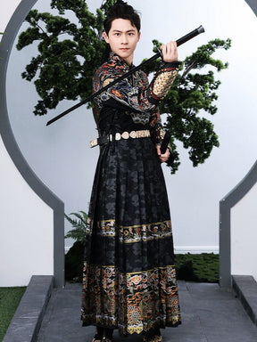 chinese ming dynasty fashion men's black feiyufu hanfu - Jianxi Hanfu