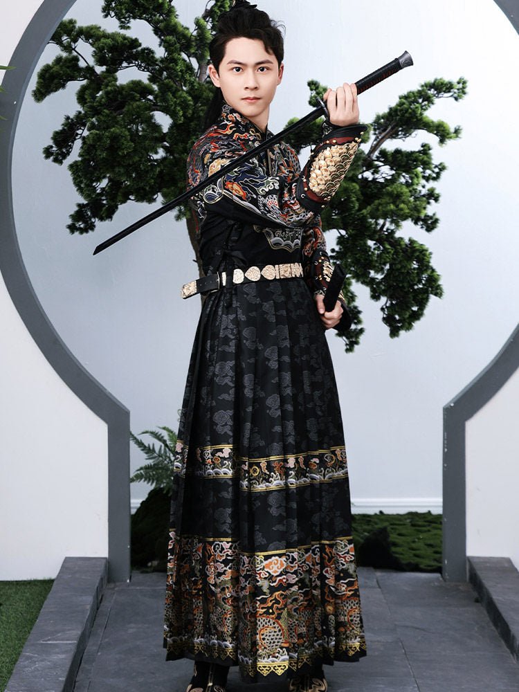 chinese ming dynasty fashion men's black feiyufu hanfu - Jianxi Hanfu