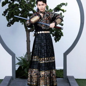 chinese ming dynasty men's black feiyufu hanfu clothes - Jianxi Hanfu