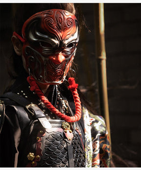 Chinese Ming Dynasty costume men's black feiyufu red mask - Jianxi Hanfu