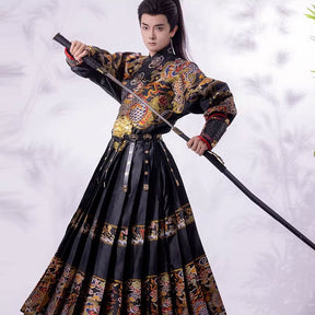 chinese ming dynasty men's hanfu black feiyufu costume - Jianxi Hanfu