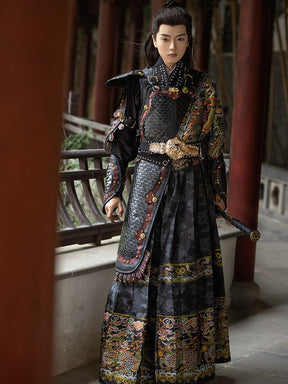 Chinese Ming Dynasty costume men's spring black feiyufu hanfu - Jianxi Hanfu