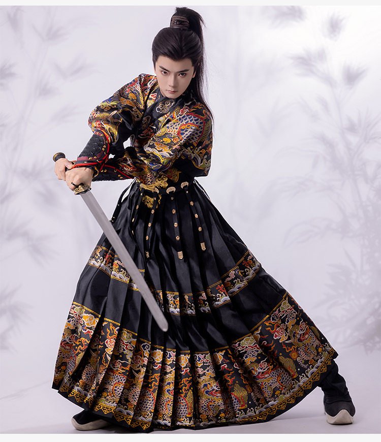 Chinese Ming Dynasty fashion: men's hanfu black feiyufu costume - Jianxi Hanfu