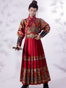 ming dynasty men's red hanfu feiyufu clothes - Jianxi Hanfu