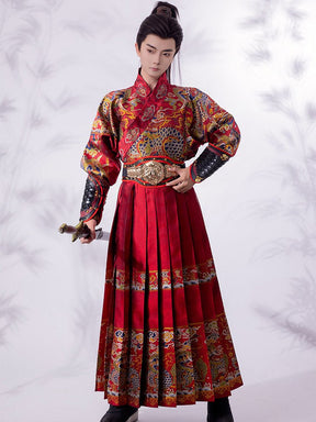 ming dynasty men's red hanfu feiyufu clothes - Jianxi Hanfu