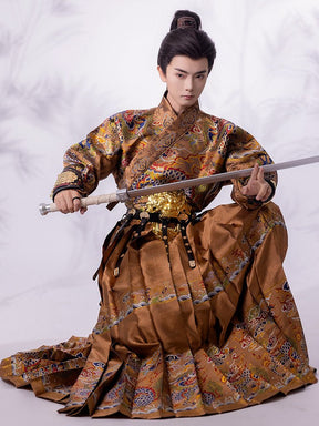 ming dynasty men's gold hanfu feiyufu clothes - Jianxi Hanfu