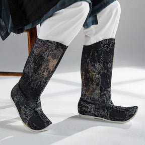 Ming Dynasty Male Hanfu Shoes Hanfu Boots Gilt Gold - Jianxi Hanfu