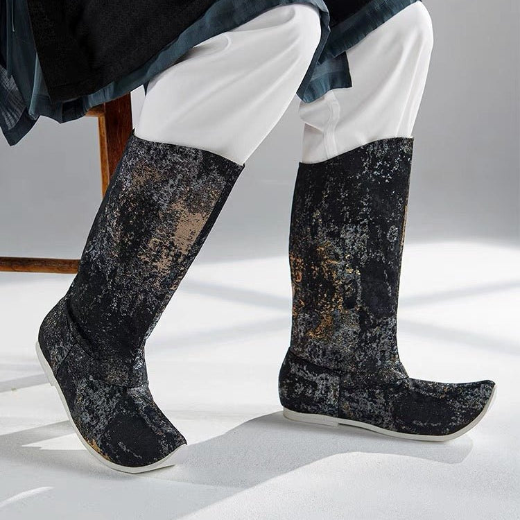 Ming Dynasty Male Hanfu Shoes Hanfu Boots Gilt Gold - Jianxi Hanfu