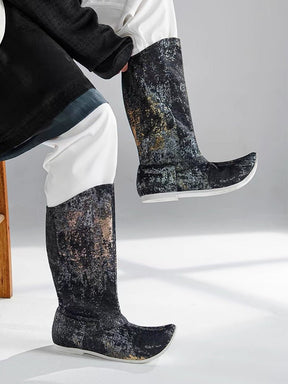 Ming Dynasty Male Hanfu Shoes Hanfu Boots Gilt Gold - Jianxi Hanfu