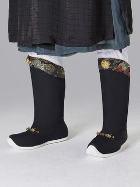 Ming Dynasty Male Hanfu Shoes Hanfu Boots Gold - Jianxi Hanfu