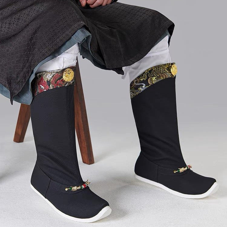 Ming Dynasty Male Hanfu Shoes Hanfu Boots Gold - Jianxi Hanfu