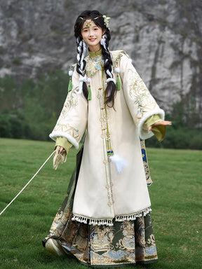 green yunjian fake collar chinese style women's hanfu ming dynasty green mamian skirt - Jianxi Hanfu
