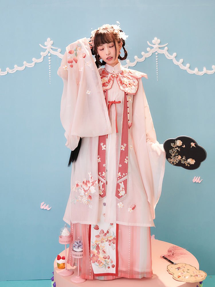 pink yunjian ming dynasty mamian skirt cloud collar -Jianxi Hanfu
