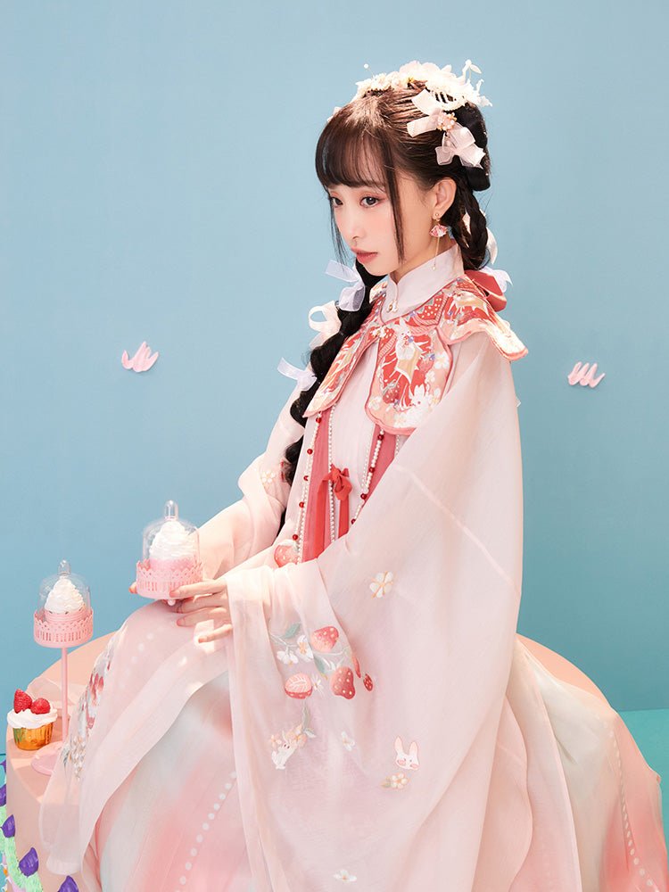 chinese style pink yunjian ming dynasty mamianqun cloud collar -Jianxi Hanfu