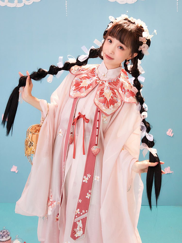 pink yunjian ming dynasty mamianqun cloud collar -Jianxi Hanfu