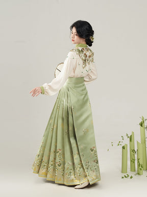 women's hanfu mamain skirt green fake collar - Jianxi Hanfu