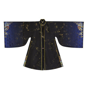 chinese ming dynasty women's black blue duijin shirt - Jianxi Hanfu