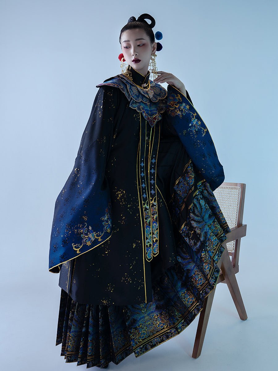 Blue yunjian women's hanfu mamian skirt - Jianxi Hanfu