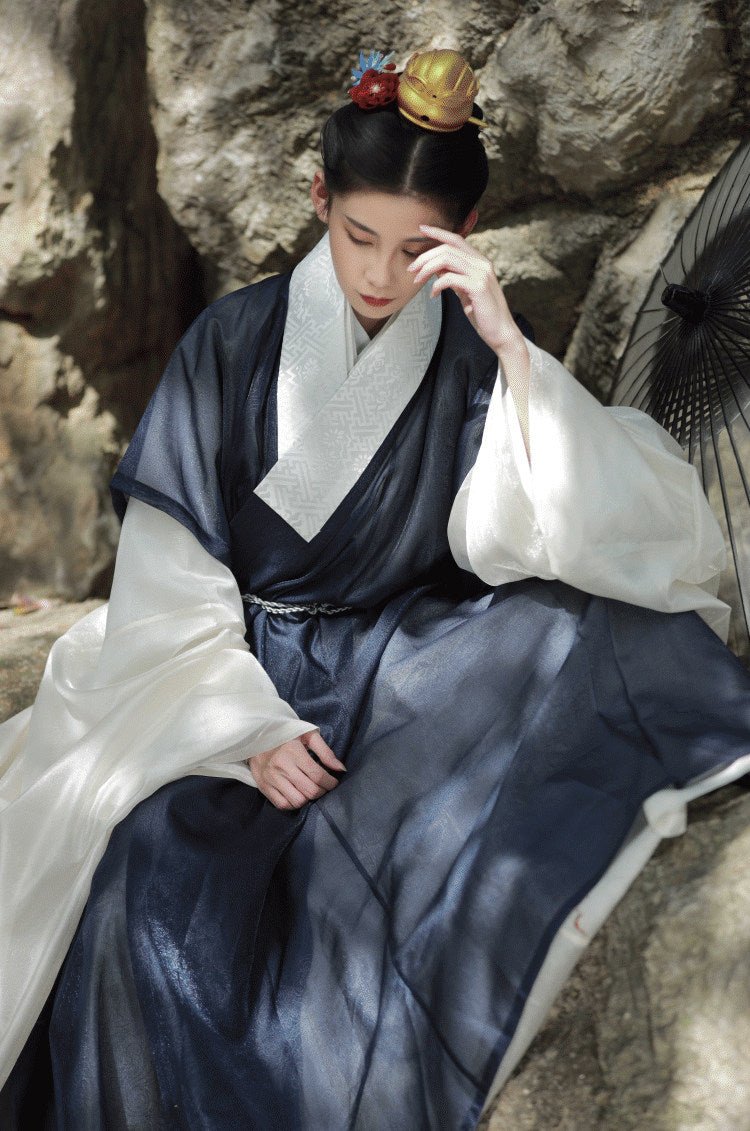 ming dynasty fashion hanfu blue daopao robe - Jianxi Hanfu