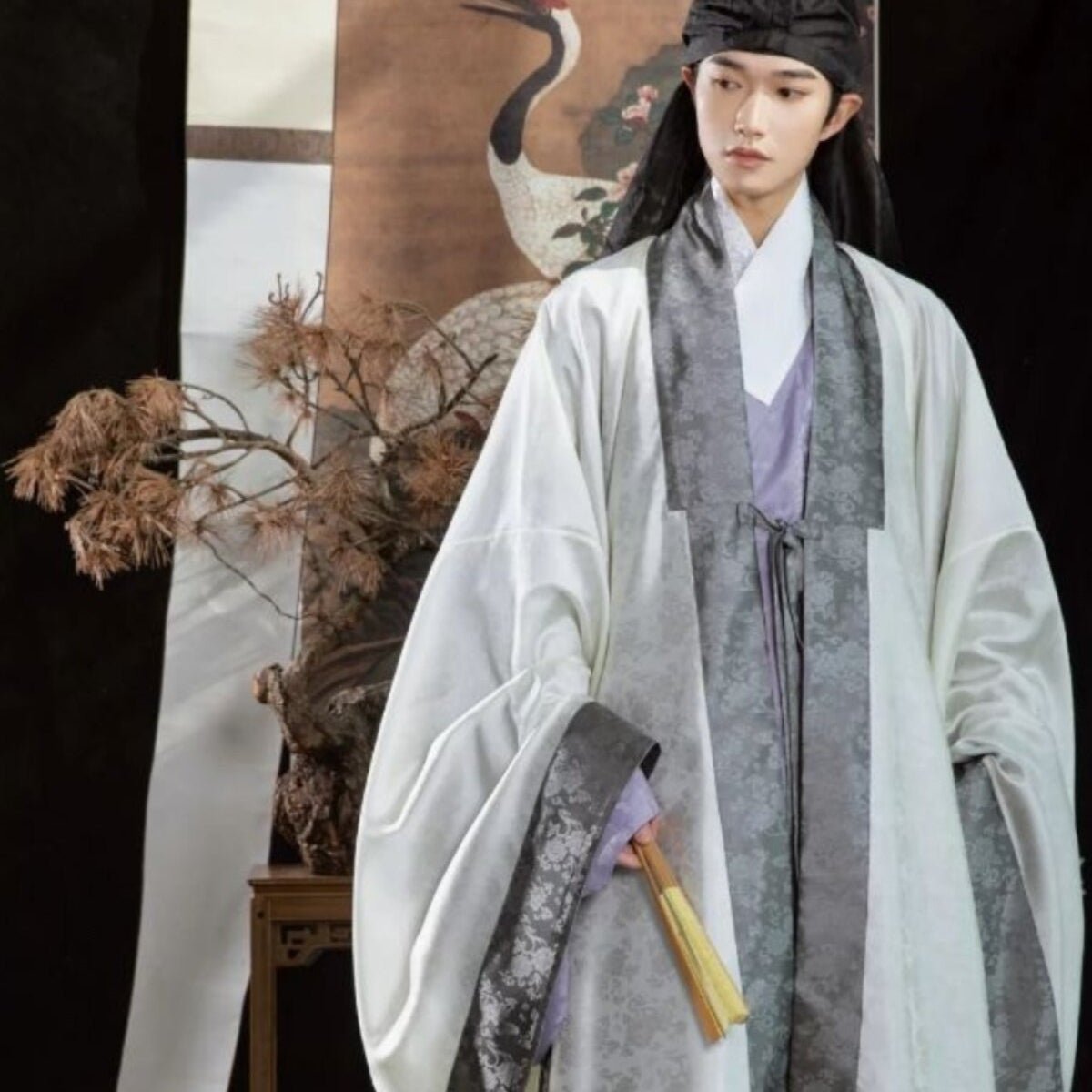 ming dynasty men's hanfu white dachang robe - Jianxi Hanfu