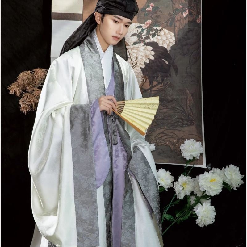 ming dynasty men's hanfu grey dachang robe - Jianxi Hanfu