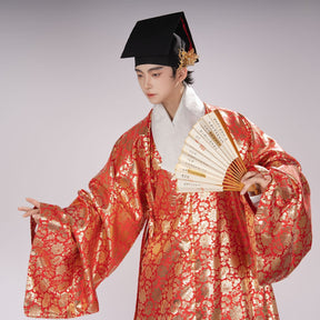chinese men's hanfu red daopao robe - Jianxi Hanfu