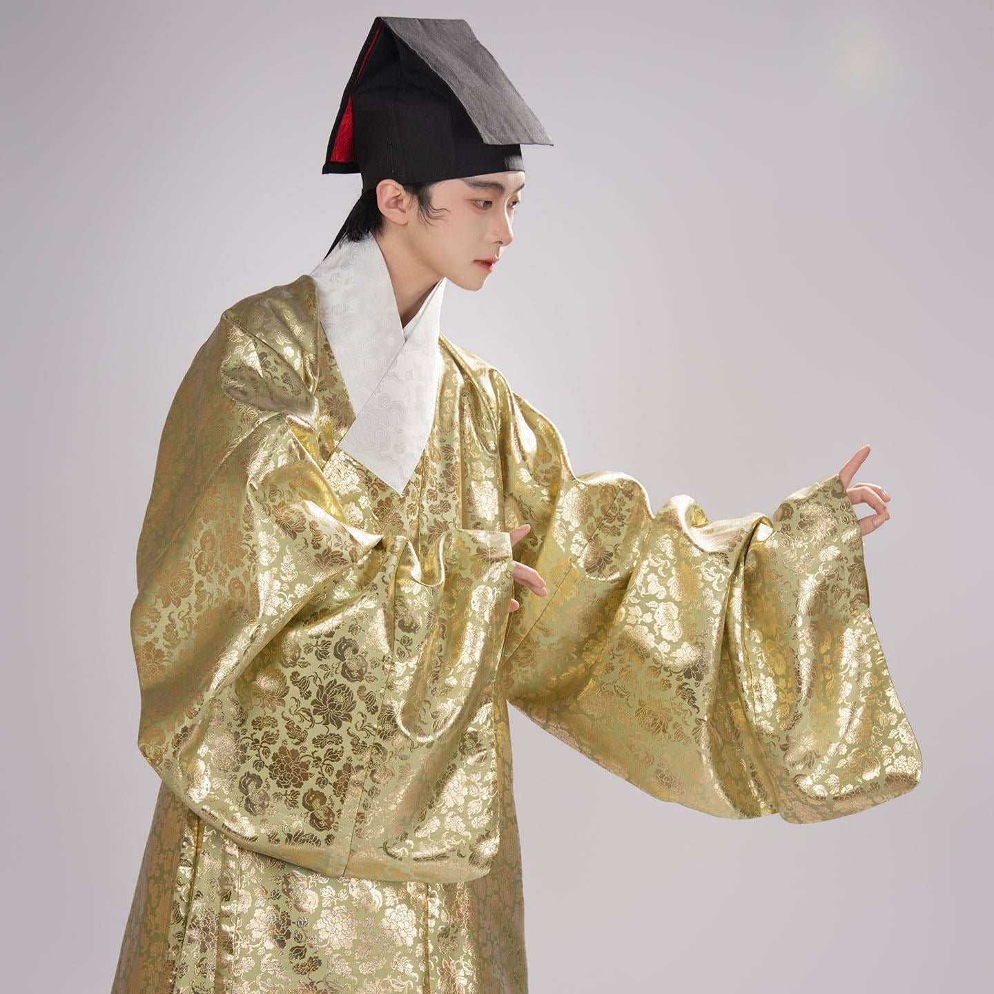 chinese men's hanfu yellow daopao robe - Jianxi Hanfu