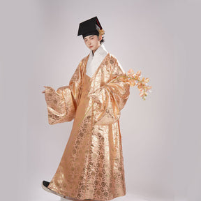 chinese men's hanfu pink daopao robe - Jianxi Hanfu