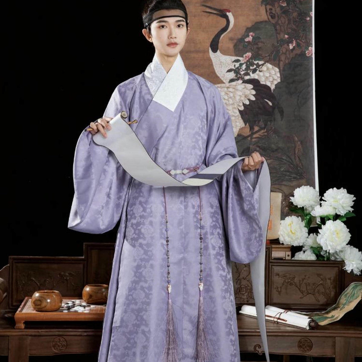 chinese men's hanfu purple daopao robe - Jianxi Hanfu