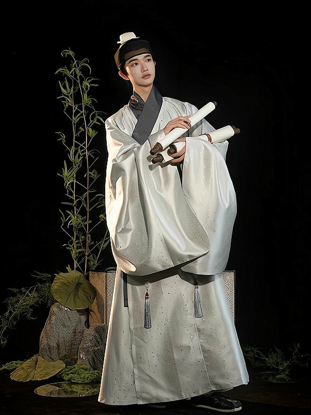 chinese style men's grey daopao robe - Jianxi Hanfu