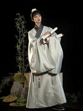 chinese style men's grey daopao robe - Jianxi Hanfu