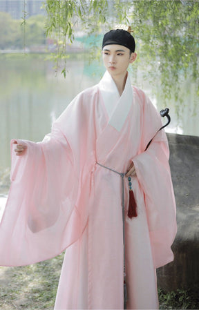 ming dynasty men's hanfu pink daopao robe - Jianxi Hanfu