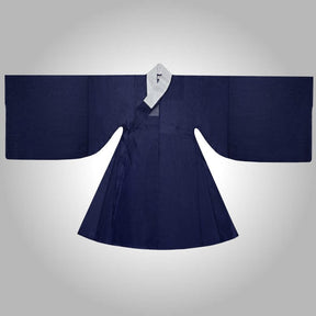 ming dynasty men's dark blue hanfu cross collar daopao robe - Jianxi Hanfu