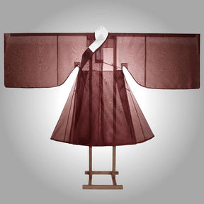 ming dynasty men's red hanfu cross collar daopao robe - Jianxi Hanfu